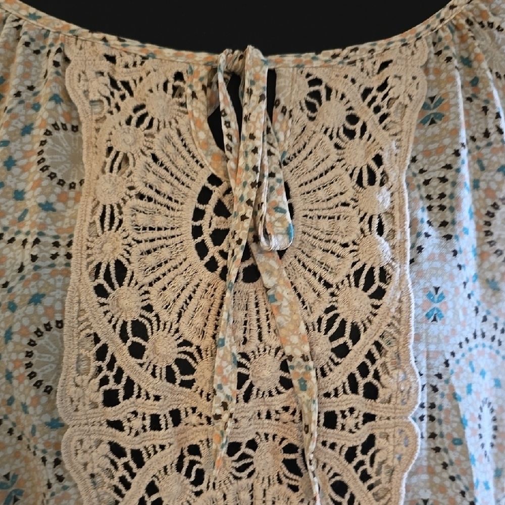 Roz & Ali Long Sleeve Boho Beachy Blouse 1X - Picture 3 of 5